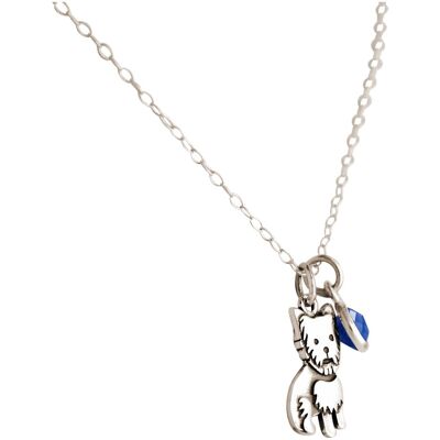 Gemshine Necklace Yorkshire Terrier Dog with Sapphire
