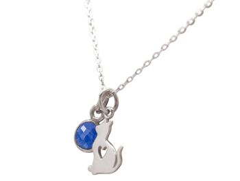 Gemshine chaton bébé CAT avec pendentif saphir bleu. 1