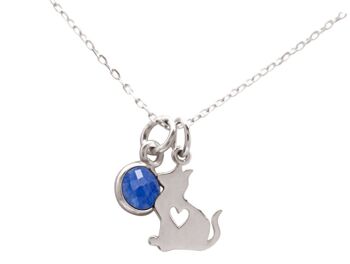 Gemshine chaton bébé CAT avec pendentif saphir bleu. 3