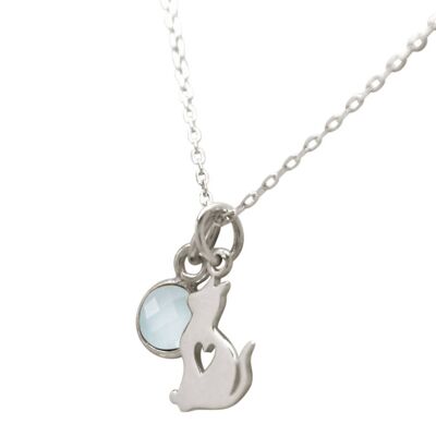 Gemshine Kitten Baby CAT with Chalcedony Pendant.