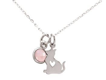 Gemshine Kitten Baby CAT avec pendentif en quartz rose. 3
