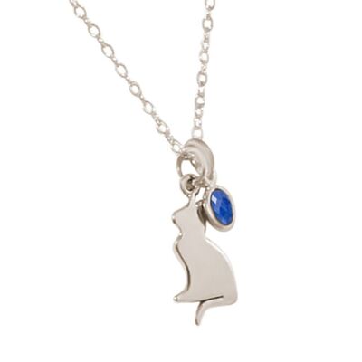 Gemshine - Cat pendant with blue sapphire gemstone