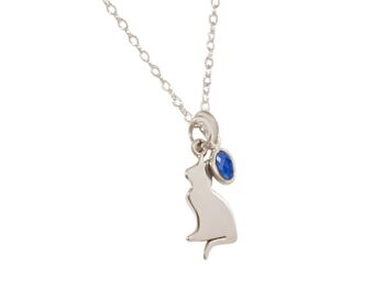 Gemshine - Pendentif chat avec saphir bleu 1