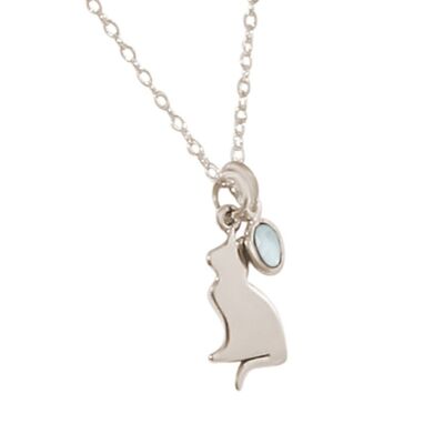 Pendentif chat Gemshine avec calcédoine vert d'eau