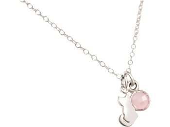 Pendentif chat Gemshine avec pierre précieuse de quartz rose. 3