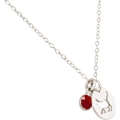 Chat Gemshine - pendentif avec pierre précieuse rubis rouge