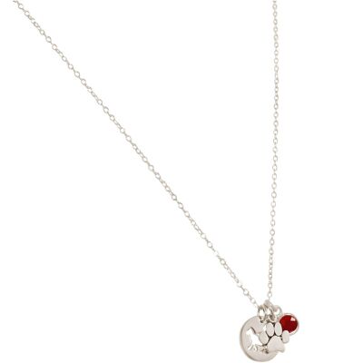 Gemshine cat paw pendant with ruby gemstone