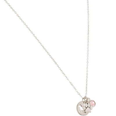 Gemshine cat paw pendant with rose quartz gemstone