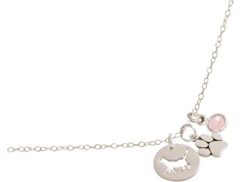 Pendentif patte de chat Gemshine avec pierre précieuse de quartz rose 2