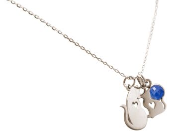 Pendentif Gemshine mère chat + chaton avec saphir 2