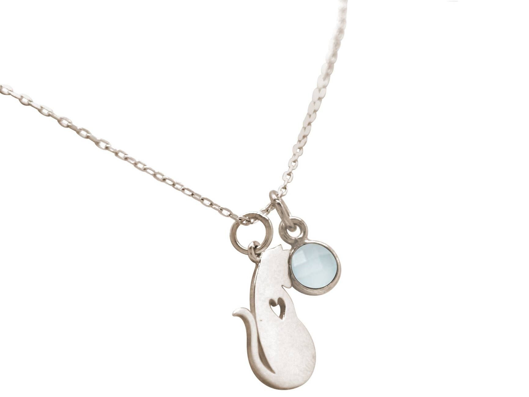 Gemshine Mama Cat Mother CAT con ciondolo Calcedonio