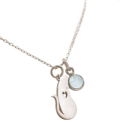 Gemshine Mama Cat Mother CAT with Chalcedony pendant