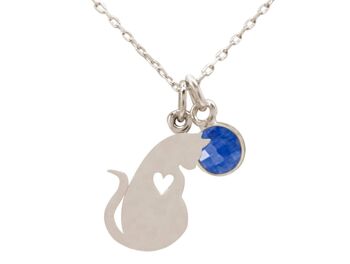 Gemshine Mama Cat Mother CAT avec pendentif saphir 3