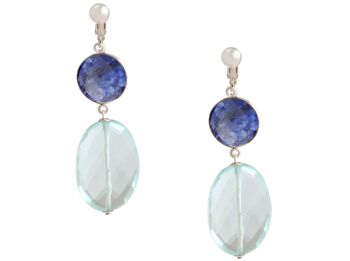 Boucles d'oreilles clip Gemshine avec saphirs bleus 1