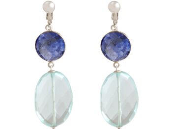 Boucles d'oreilles clip Gemshine avec saphirs bleus 2