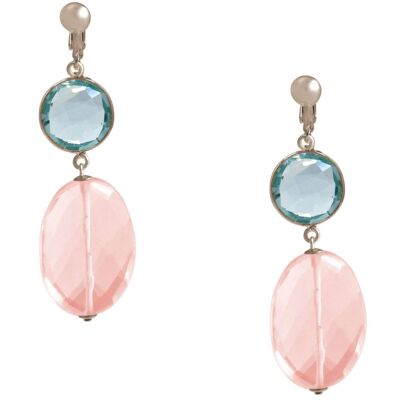 Boucles d'oreilles clip Gemshine avec quartz aigue-marine bleu clair