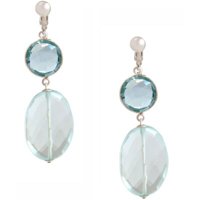 Gemshine - clip earrings with light blue aquamarine quartz