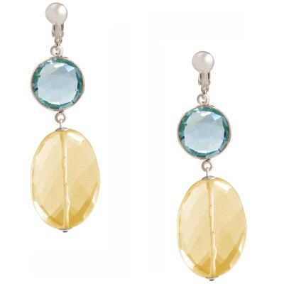 Gemshine clip earrings + light blue aquamarine quartz