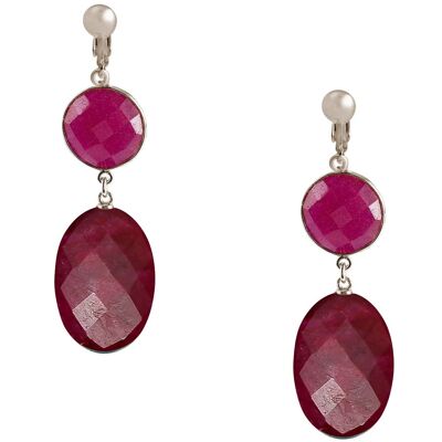 Gemshine clip earrings with red ruby gemstones in 925 silver