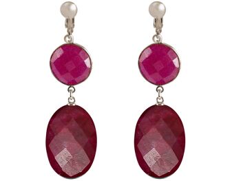 Boucles d'oreilles clip Gemshine avec pierres précieuses rubis rouge en argent 925 2