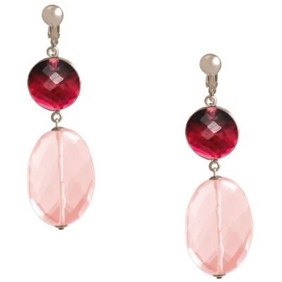 Boucles d'oreilles clip Gemshine avec pierres précieuses de quartz tourmaline rouge
