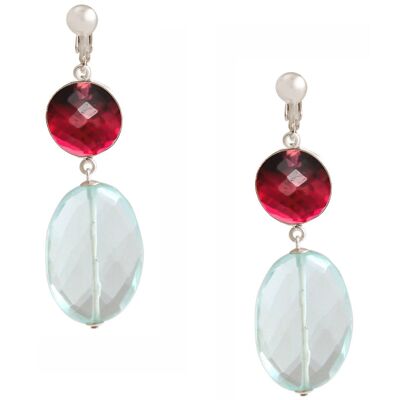 Gemshine clip earrings with red tourmaline quartz