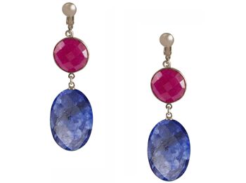 Boucles d'oreilles clip Gemshine avec saphir bleu profond 1