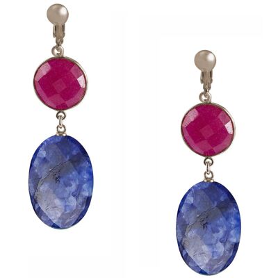 Gemshine clip earrings with deep blue sapphire