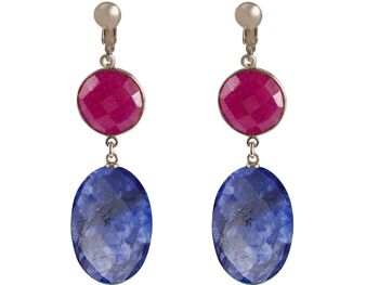 Boucles d'oreilles clip Gemshine avec saphir bleu profond 2