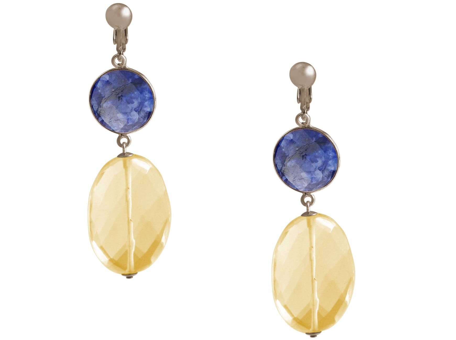 Gemshine - clip on earrings with deep blue sapphires