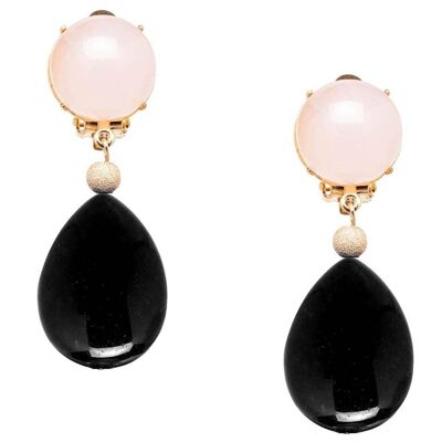 Gemshine - clip or stud earrings with rose quartz