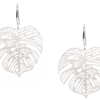 Gemshine drop earrings with Monstera, tropical leaf pendant