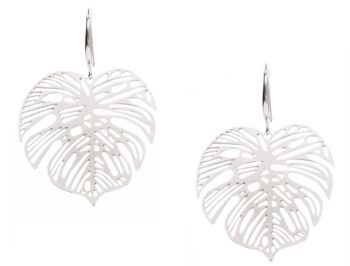 Boucles d'oreilles pendantes Gemshine avec Monstera, pendentif feuille tropicale 1