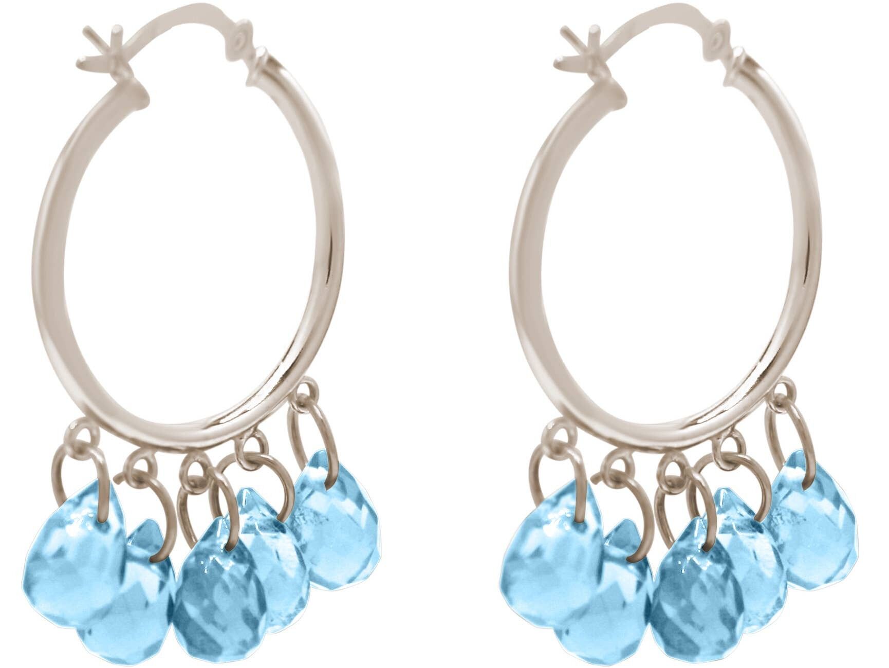 Gemshine Ohrringe Aquamarin Quarz Edelstein Tropfen.