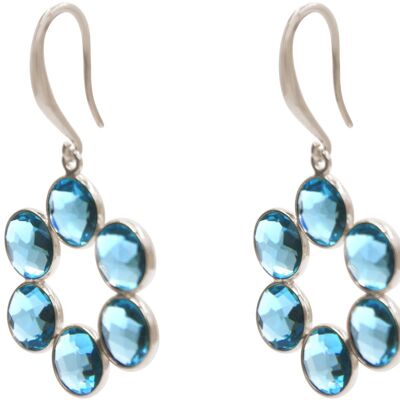 Pendientes Gemshine pendientes de piedras preciosas de cuarzo topacio azul en 925