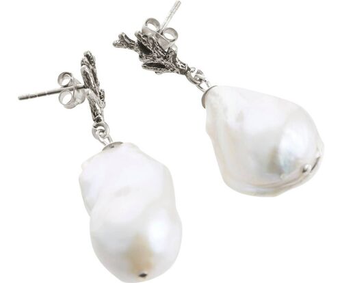 Gemshine Ohrringe Korallen mit weißen Barock Perlen in 925