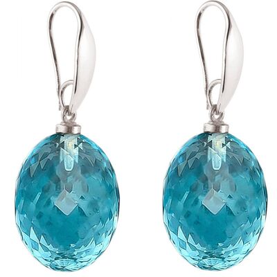Gemshine earrings with 3-D blue topaz quartz ovals