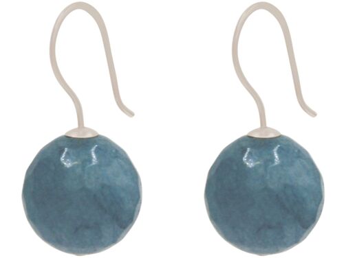 Gemshine Ohrringe mit 3-D Denim blaue Chalcedon Edelstein