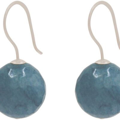 Boucles d'oreilles Gemshine avec pierre précieuse de calcédoine bleu denim 3D