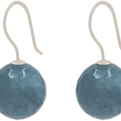 Pendientes Gemshine con piedra preciosa de calcedonia azul denim en 3-D