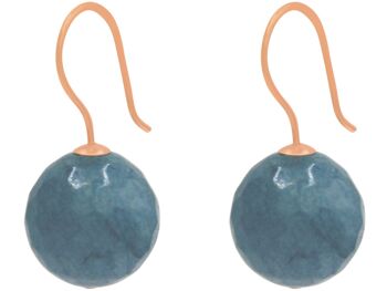 Boucles d'oreilles Gemshine avec pierre précieuse de calcédoine bleu denim 3D 3