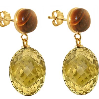 Gemshine Ohrringe + 3-D goldgelben Citrin Ovalen