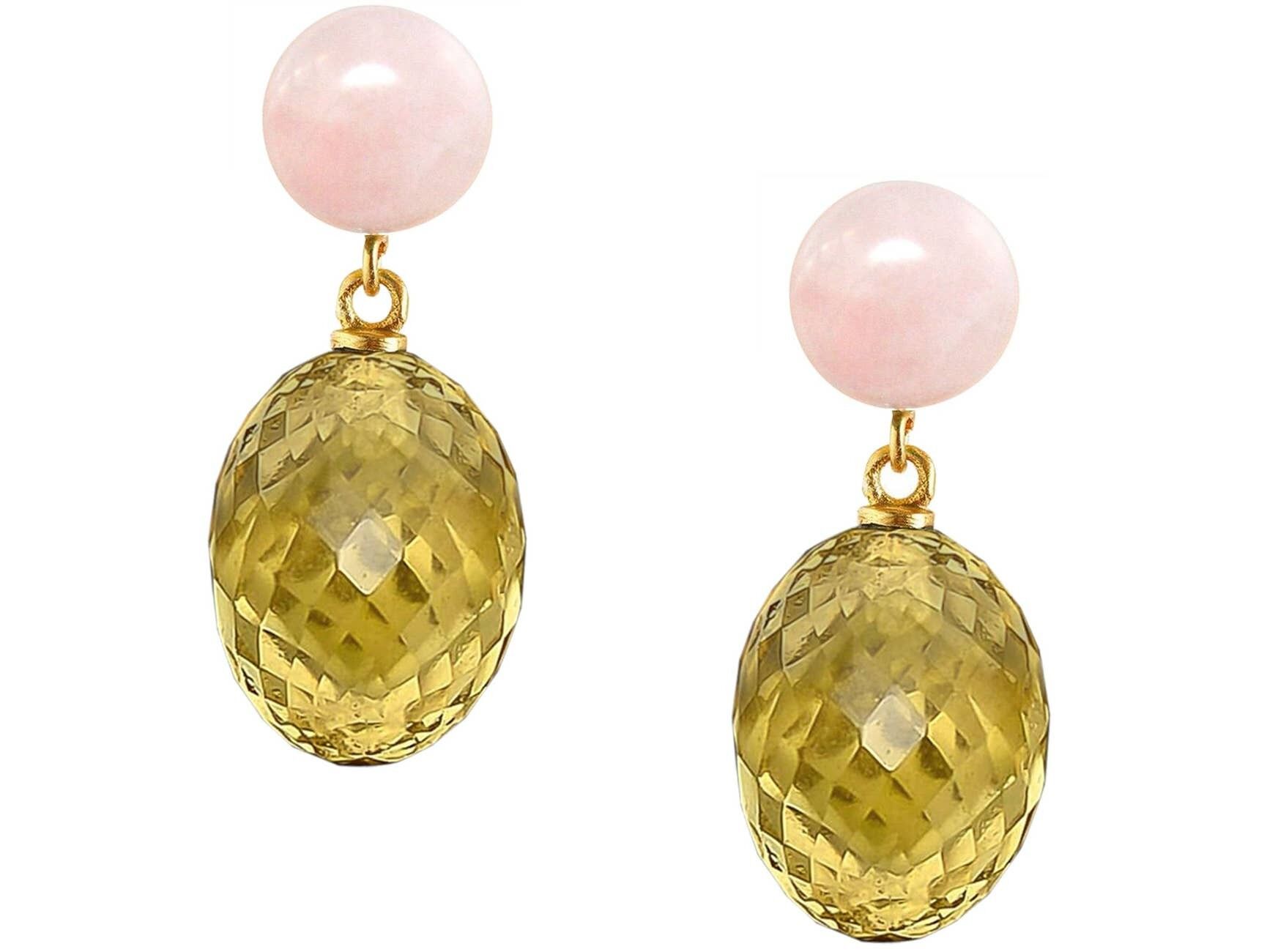 Gemshine Orecchino. con ovali citrino giallo dorato 3-D