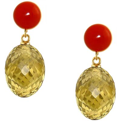 Gemshine earrings with 3D golden yellow citrine ovals