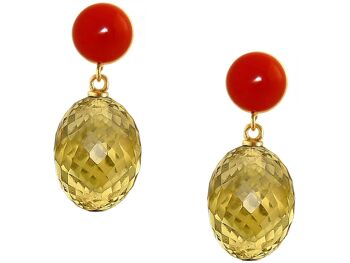 Boucles d'oreilles Gemshine avec ovales de citrine jaune doré 3D 1