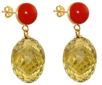 Boucles d'oreilles Gemshine avec ovales de citrine jaune doré 3D 2