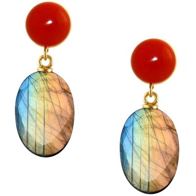 Gemshine earrings with 3D shimmering gray labradorite