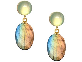 Boucles d'oreilles Gemshine - avec labradorite grise scintillante 3D 1