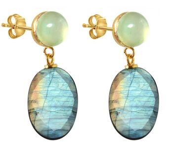 Boucles d'oreilles Gemshine - avec labradorite grise scintillante 3D 2