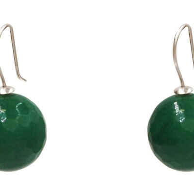 Pendientes Gemshine con bolas de piedras preciosas de ónix verde tridimensional en 925